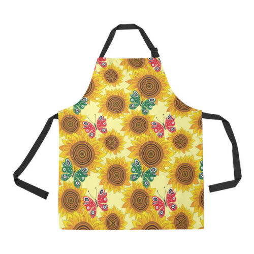 Sunflower Butterfly Pattern Adjustable Apron - Yliana