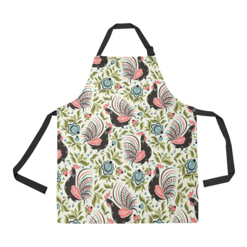 Rooster Chicken Leaves Pattern Adjustable Apron - Yliana