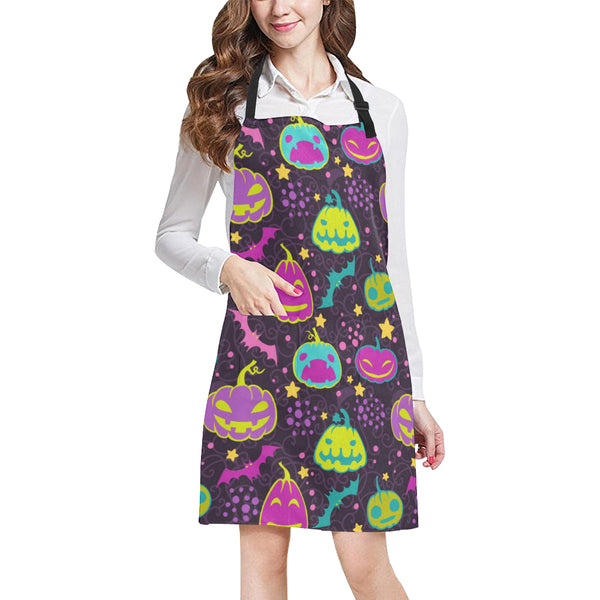 Halloween Pumpkin Bat Pattern Adjustable Apron - Yliana