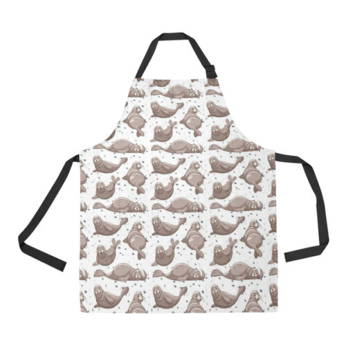 Sea Lion Pattern Background Adjustable Apron - Yliana