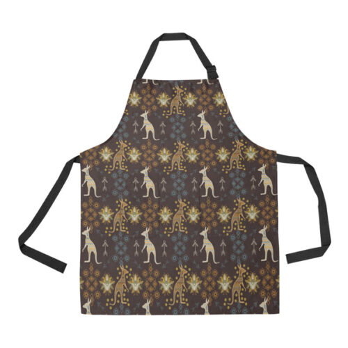 Kangaroo Aboriginal Theme Pattern Adjustable Apron - Yliana