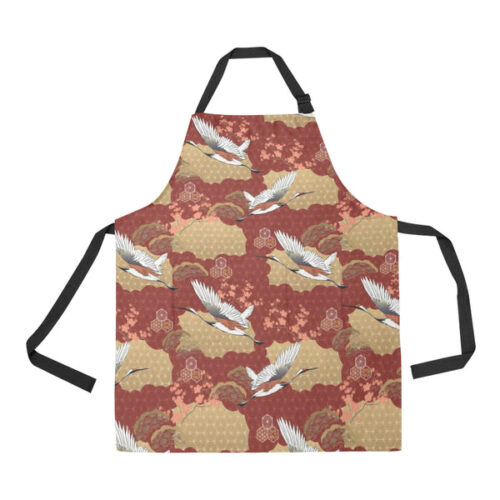 Japanese Crane Theme Pattern Adjustable Apron - Yliana