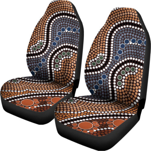 Australia River Aboriginal Dot Print Universal Fit Car Seat Covers