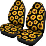 Black Sunflower Pattern Print Universal Fit Car Seat Covers