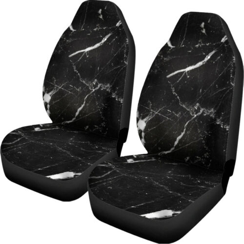 Black White Scratch Marble Print Universal Fit Car Seat Covers