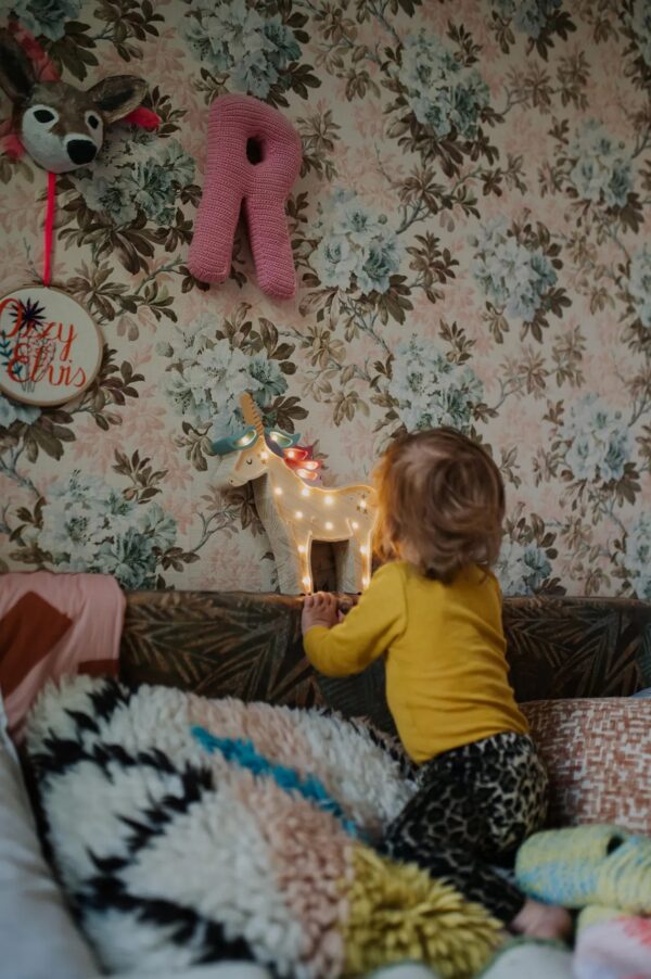 Wooden Unicorn Night Light for Kids - Wall-Mounted with Remote Control - Yliana
