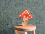 Wooden Toadstool Night Light for Kids - Wall-Mounted with Remote Control - Yliana