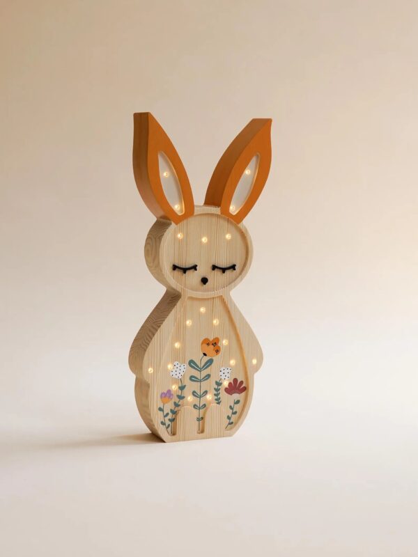 Wooden Bunny Night Light for Kids - Wall-Mounted with Remote Control - Yliana