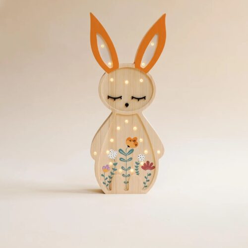 Wooden Bunny Night Light for Kids - Wall-Mounted with Remote Control - Yliana
