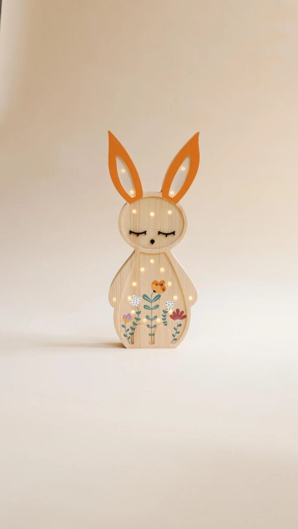 Wooden Bunny Night Light for Kids - Wall-Mounted with Remote Control - Yliana