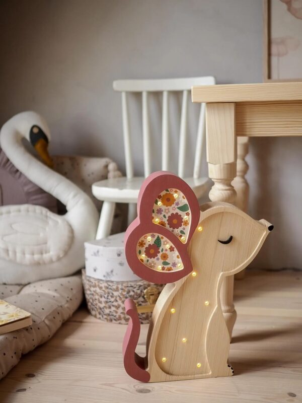 Wooden Mouse Night Light for Kids - Wall-Mounted with Remote Control - Yliana