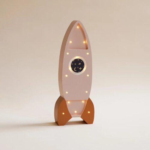 Wooden Rocket Night Light for Kids - Wall-Mounted with Remote Control - Yliana