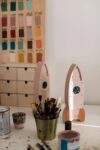 Wooden Rocket Night Light for Kids - Wall-Mounted with Remote Control - Yliana