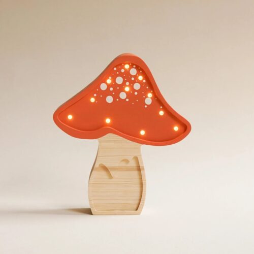 Wooden Toadstool Night Light for Kids - Wall-Mounted with Remote Control - Yliana