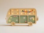 Wooden Hippie Van Night Light for Kids - Wall-Mounted with Remote Control - Yliana