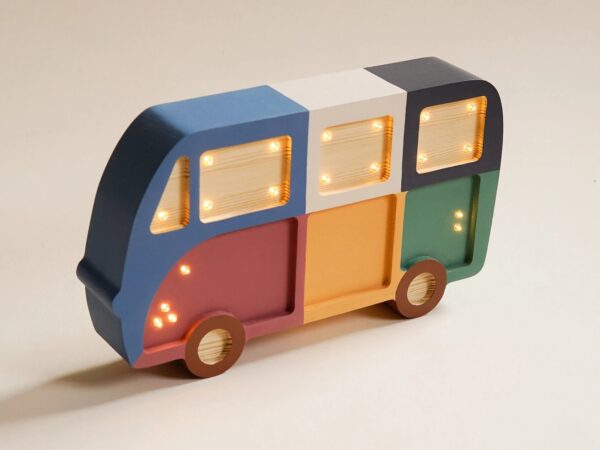 Wooden Van Night Light for Kids - Wall-Mounted with Remote Control - Yliana