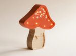 Wooden Toadstool Night Light for Kids - Wall-Mounted with Remote Control - Yliana