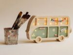 Wooden Hippie Van Night Light for Kids - Wall-Mounted with Remote Control - Yliana