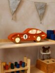 Wooden Red Car Night Light for Kids - Wall-Mounted with Remote Control - Yliana