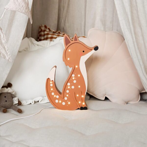 Wooden Fox Night Light for Kids - Wall-Mounted with Remote Control - Yliana