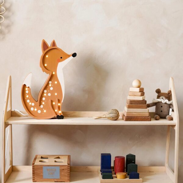 Wooden Fox Night Light for Kids - Wall-Mounted with Remote Control - Yliana