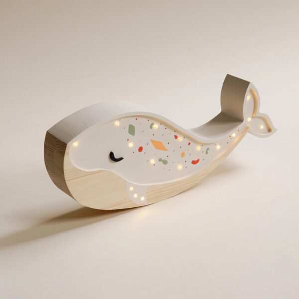 Wooden Whale Night Light for Kids - Wall-Mounted with Remote Control - Yliana