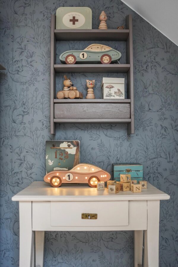 Wooden Car Night Light for Kids - Wall-Mounted with Remote Control - Yliana