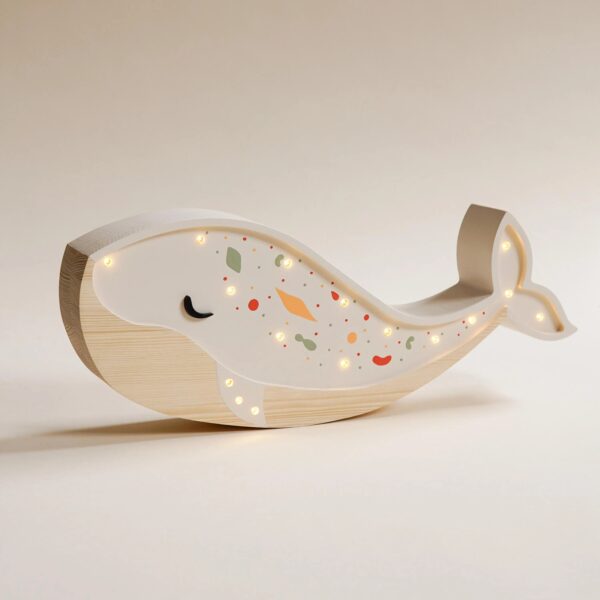 Wooden Whale Night Light for Kids - Wall-Mounted with Remote Control - Yliana
