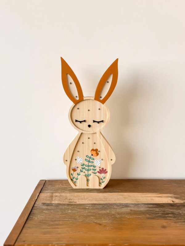 Wooden Bunny Night Light for Kids - Wall-Mounted with Remote Control - Yliana