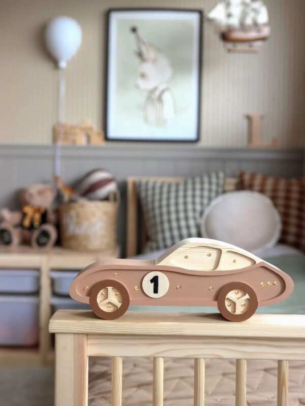 Wooden Car Night Light for Kids - Wall-Mounted with Remote Control - Yliana