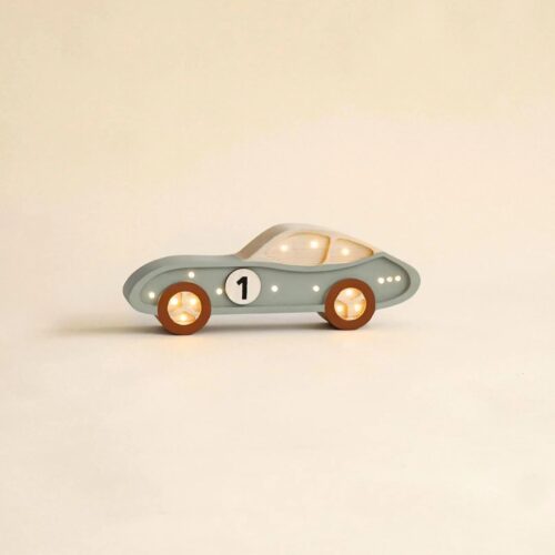 Wooden Racecar Night Light for Kids - Wall-Mounted with Remote Control - Yliana