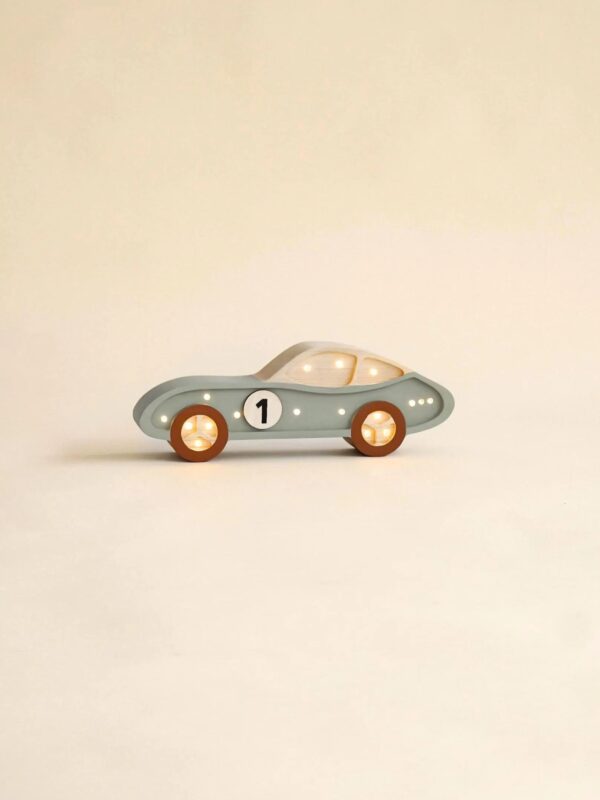 Wooden Racecar Night Light for Kids - Wall-Mounted with Remote Control - Yliana