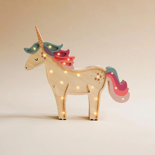 Wooden Unicorn Night Light for Kids - Wall-Mounted with Remote Control - Yliana