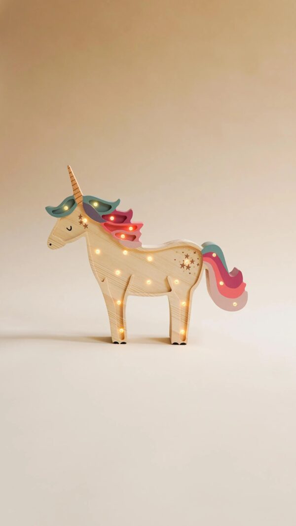 Wooden Unicorn Night Light for Kids - Wall-Mounted with Remote Control - Yliana