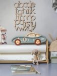 Wooden Racecar Night Light for Kids - Wall-Mounted with Remote Control - Yliana