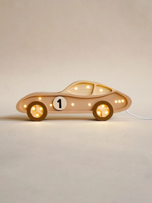 Wooden Car Night Light for Kids - Wall-Mounted with Remote Control - Yliana
