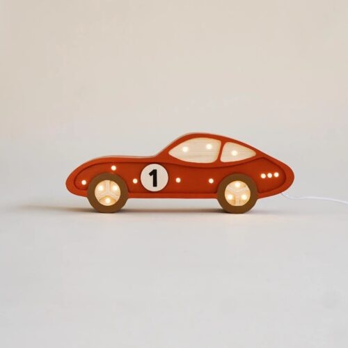 Wooden Red Car Night Light for Kids - Wall-Mounted with Remote Control - Yliana