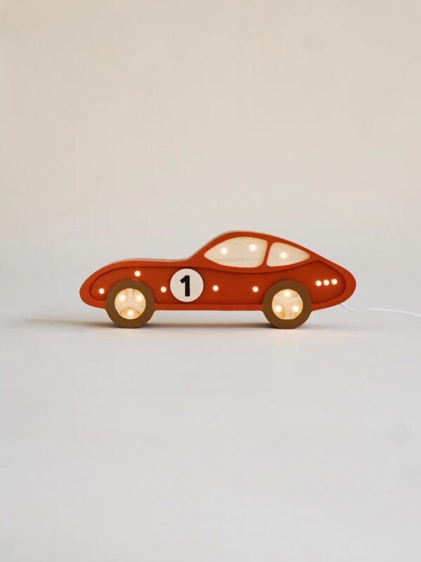 Wooden Red Car Night Light for Kids - Wall-Mounted with Remote Control - Yliana