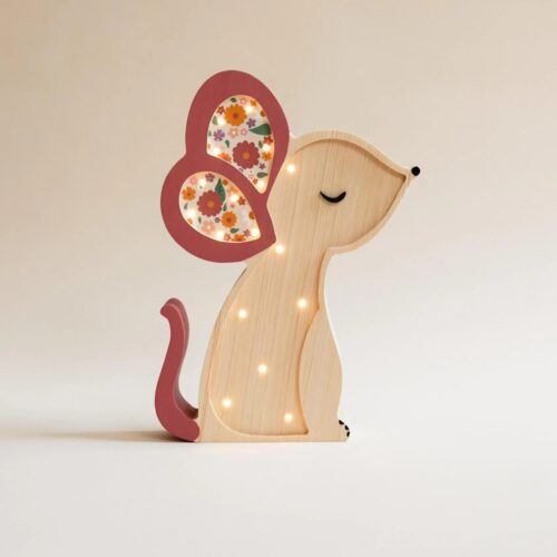 Wooden Mouse Night Light for Kids - Wall-Mounted with Remote Control - Yliana