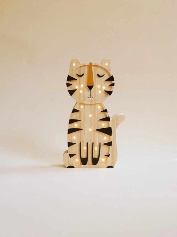 Wooden Tiger Night Light for Kids - Wall-Mounted with Remote Control - Yliana