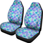 Sea Blue Mermaid Scales Pattern Print Universal Fit Car Seat Covers