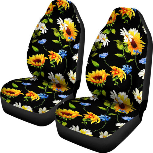 Sunflower Chamomile Pattern Print Universal Fit Car Seat Covers
