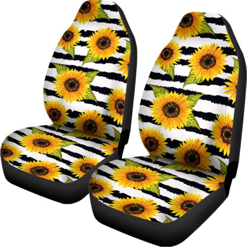 Sunflower Striped Pattern Print Universal Fit Car Seat Covers