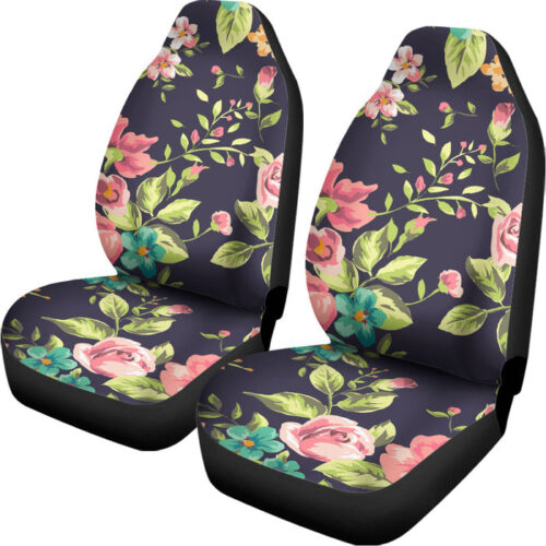 Vintage Rose Floral Flower Pattern Print Universal Fit Car Seat Covers