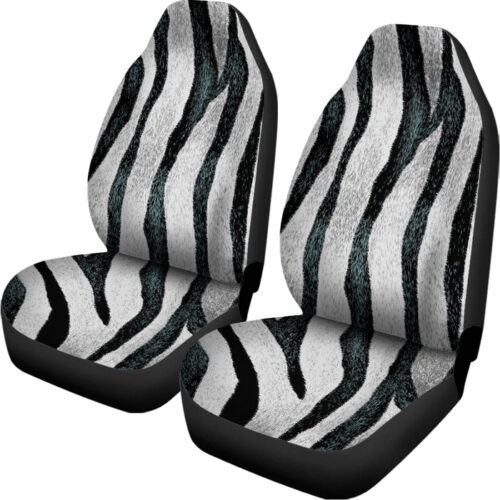 White Tiger Stripe Pattern Print Universal Fit Car Seat Covers